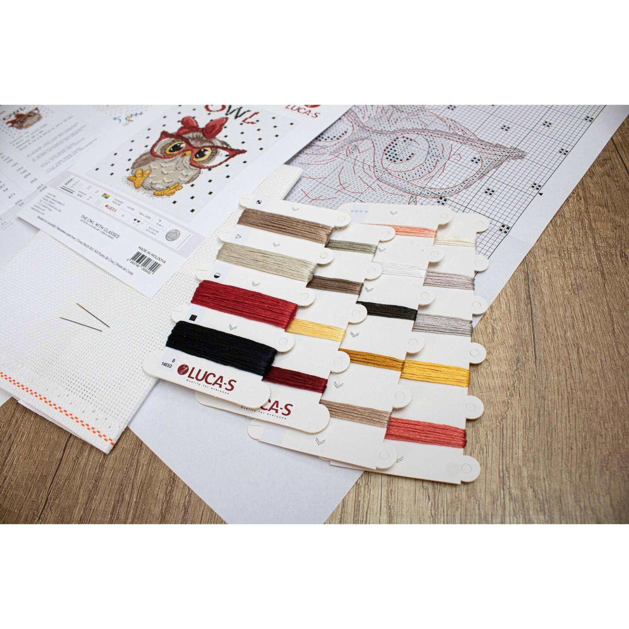 Luca-S The Owl with Glasses Counted Cross Stitch Kit